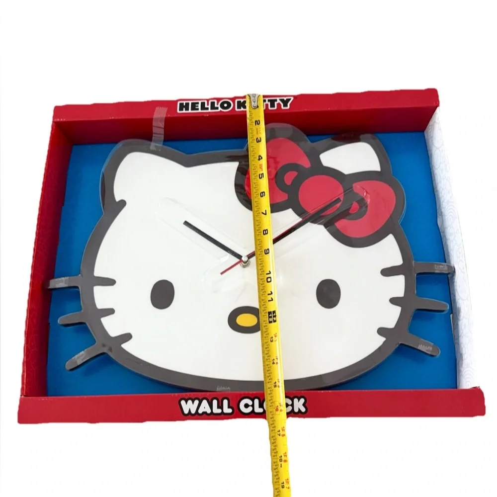Hello Kitty 18” Wall Clock Sanrio Red Bow Face Kawaii Decor New